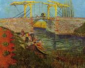 文森特 威廉 梵高 : 阿尔勒城朗格卢瓦桥与洗衣妇